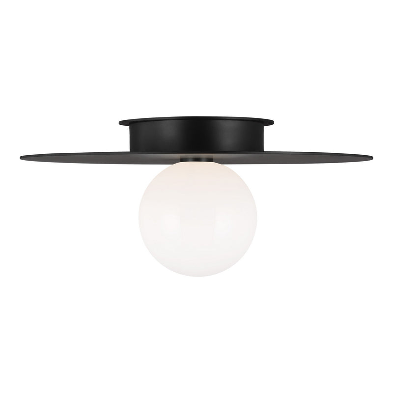 Visual Comfort Studio KF1021MBK One Light Flush Mount, Midnight Black