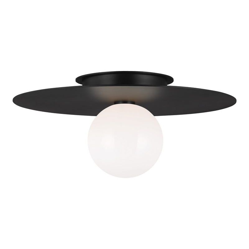 Visual Comfort Studio KF1021MBK One Light Flush Mount, Midnight Black