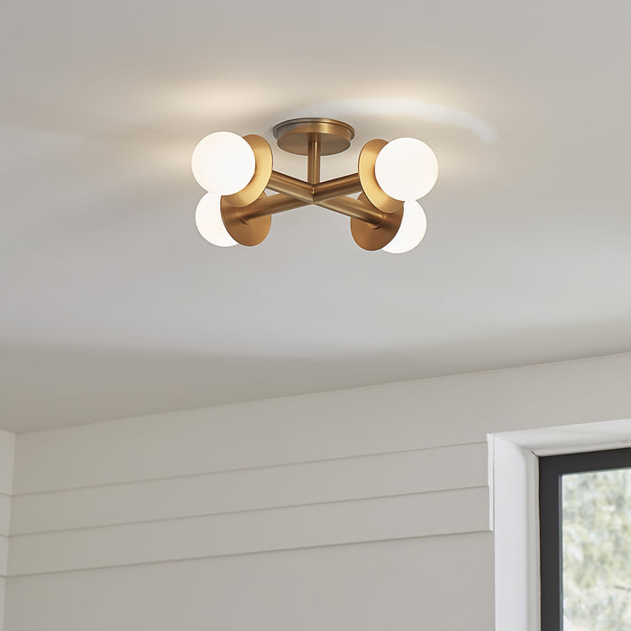 Visual Comfort Studio KF1034BBS Four Light Flush Mount, Burnished Brass