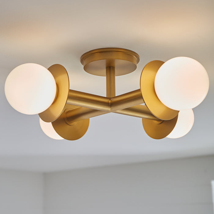 Visual Comfort Studio KF1034BBS Four Light Flush Mount, Burnished Brass