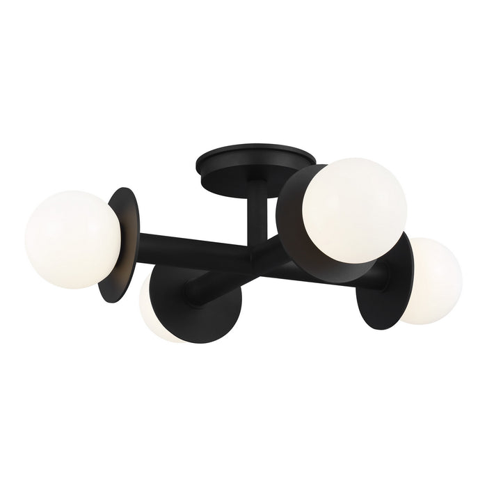 Visual Comfort Studio KF1034MBK Four Light Flush Mount, Midnight Black