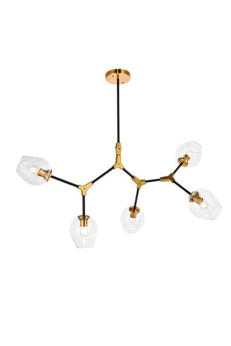 Elegant Lighting 1712D42LAB Five Light Pendant, Light Antique Brass