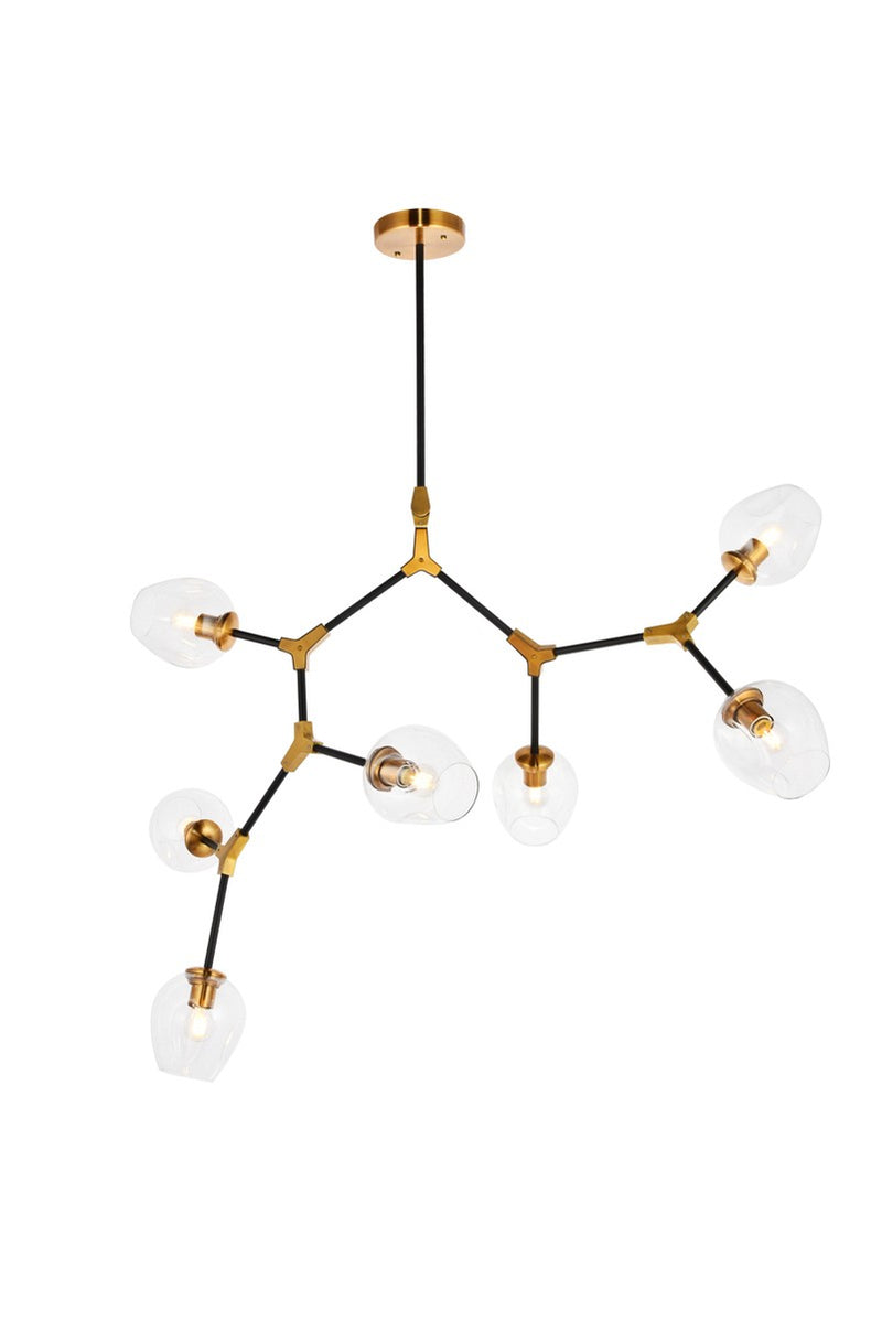 Elegant Lighting 1712G57LAB Seven Light Pendant, Light Antique Brass