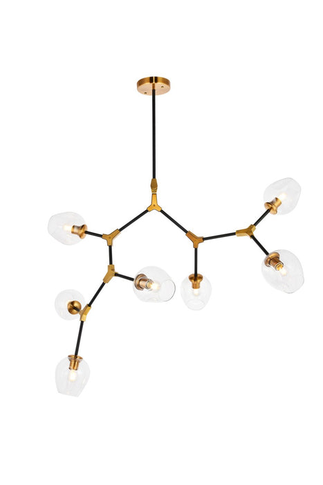 Elegant Lighting 1712G57LAB Seven Light Pendant, Light Antique Brass