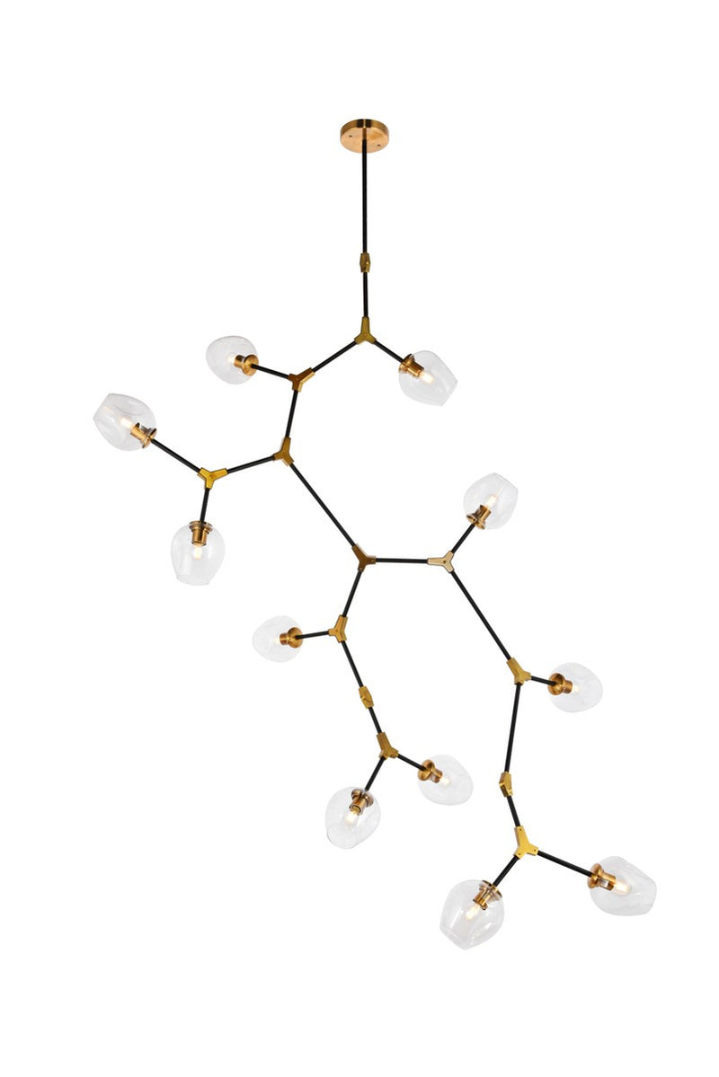 Elegant Lighting 1712G73LAB 11 Light Pendant, Light Antique Brass