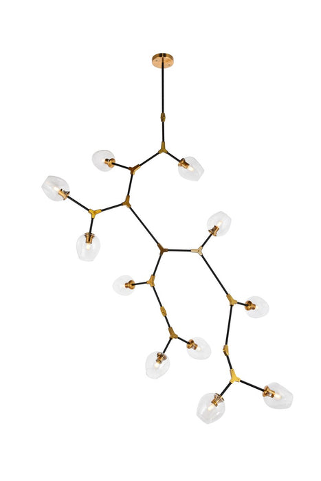 Elegant Lighting 1712G73LAB 11 Light Pendant, Light Antique Brass