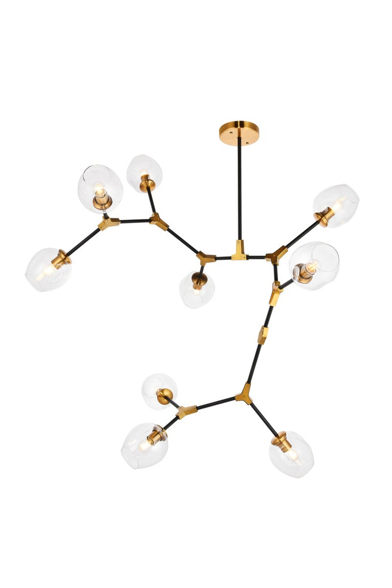 Elegant Lighting 1712G79LAB Nine Light Pendant, Light Antique Brass