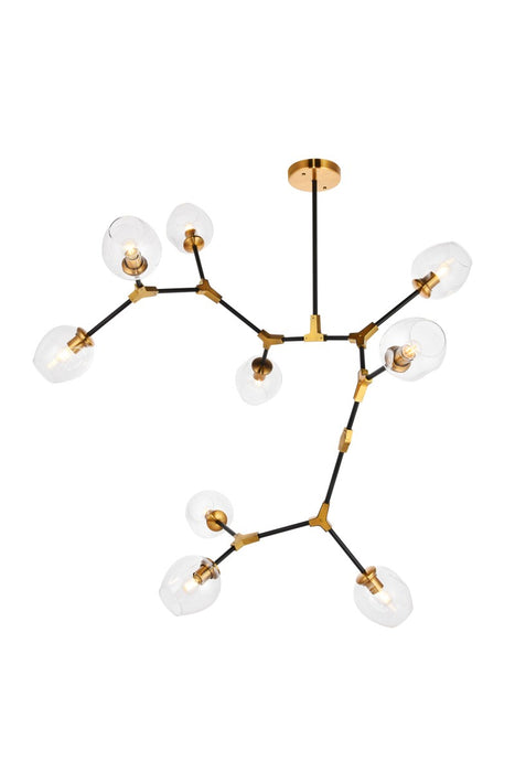 Elegant Lighting 1712G79LAB Nine Light Pendant, Light Antique Brass