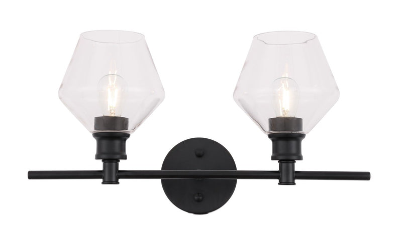 Elegant Lighting LD2312BK Two Light Wall Sconce, Black