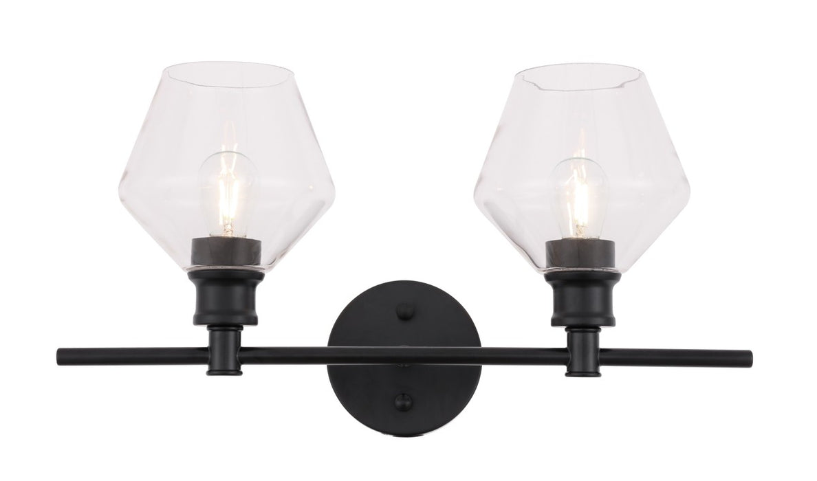 Elegant Lighting LD2312BK Two Light Wall Sconce, Black