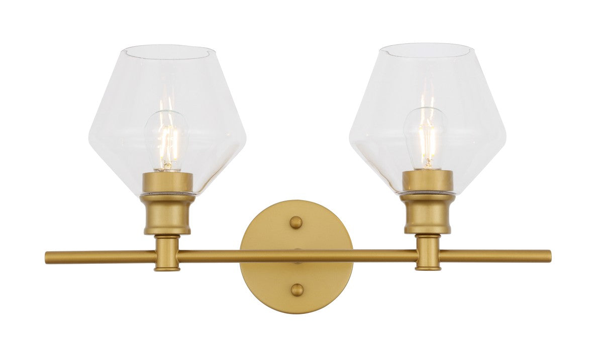 Elegant Lighting LD2312BR Two Light Wall Sconce, Brass