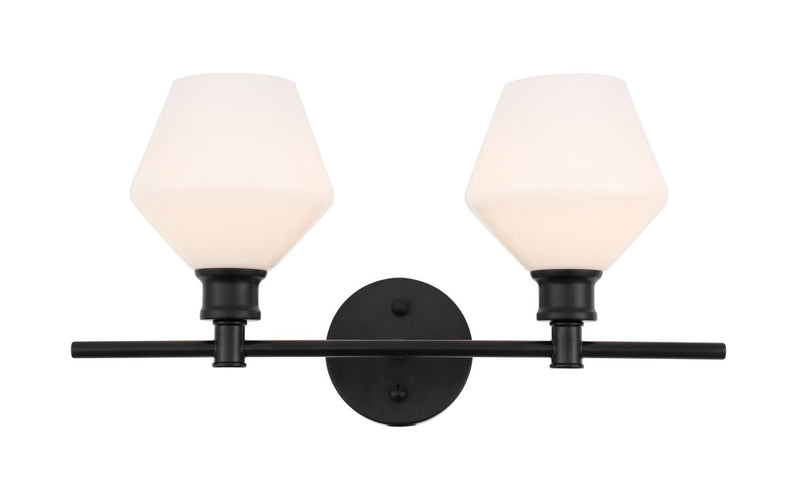 Elegant Lighting LD2313BK Two Light Wall Sconce, Black
