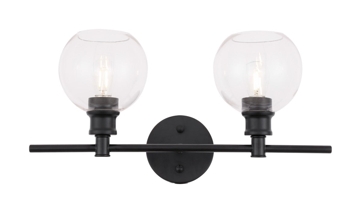 Elegant Lighting LD2314BK Two Light Wall Sconce, Black