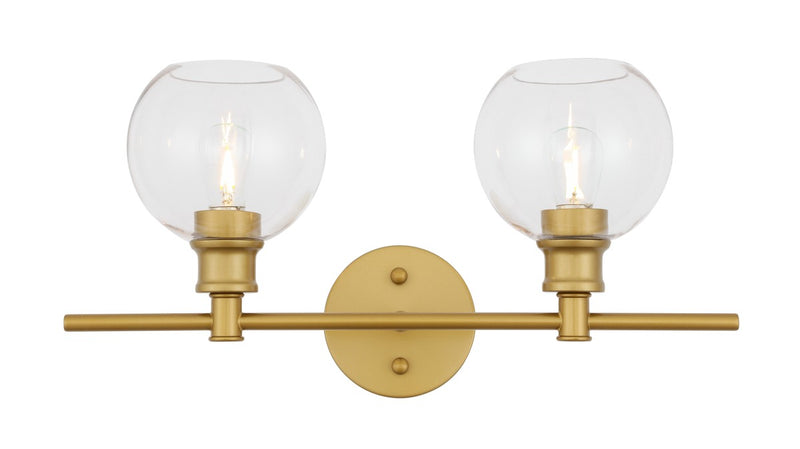 Elegant Lighting LD2314BR Two Light Wall Sconce, Brass