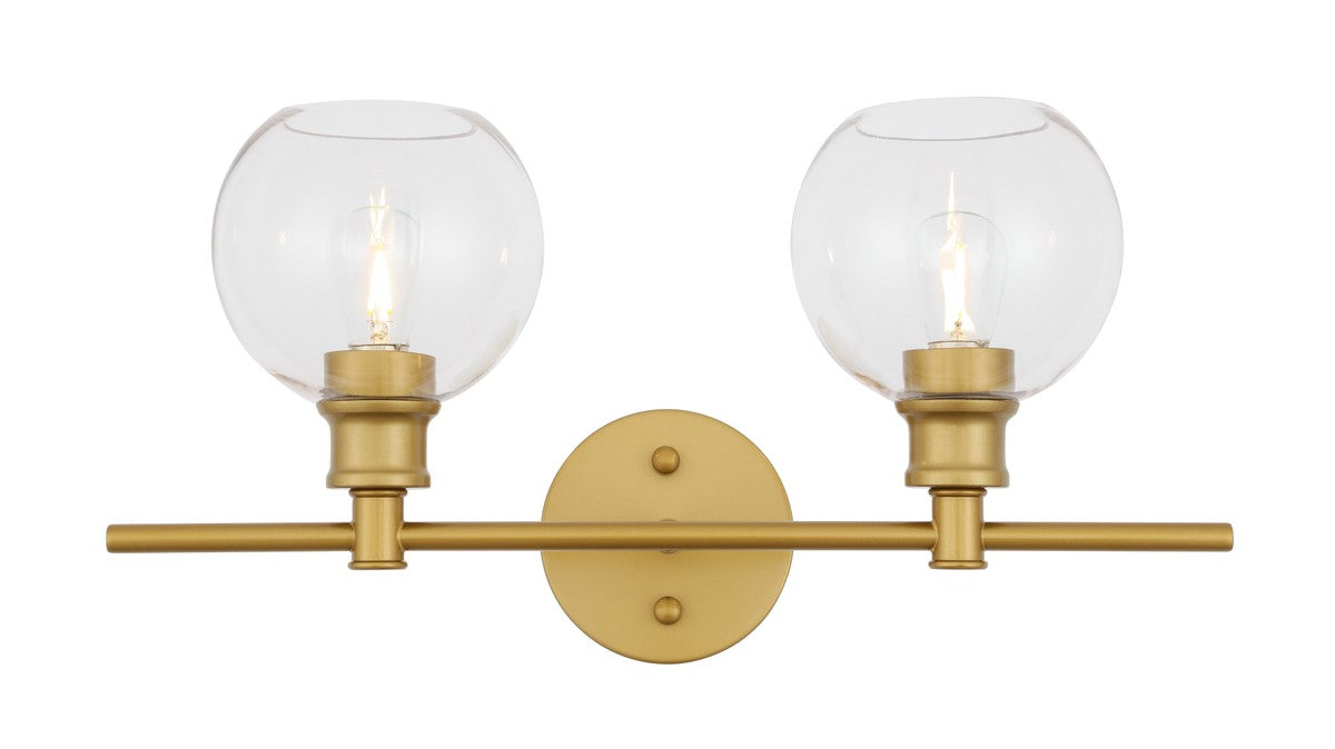 Elegant Lighting LD2314BR Two Light Wall Sconce, Brass