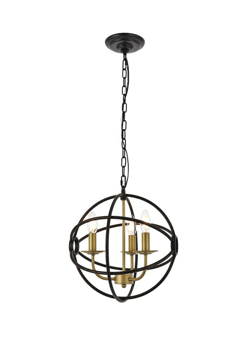 Elegant Lighting LD4006D14BRD Three Light Pendant, brass
