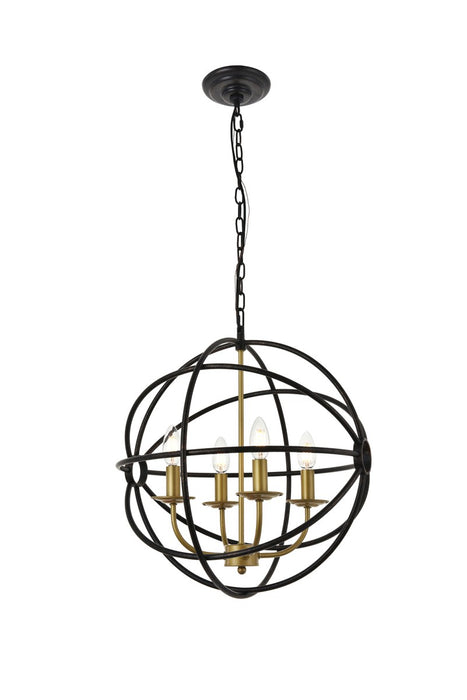 Elegant Lighting LD4006D18BRD Four Light Pendant, brass