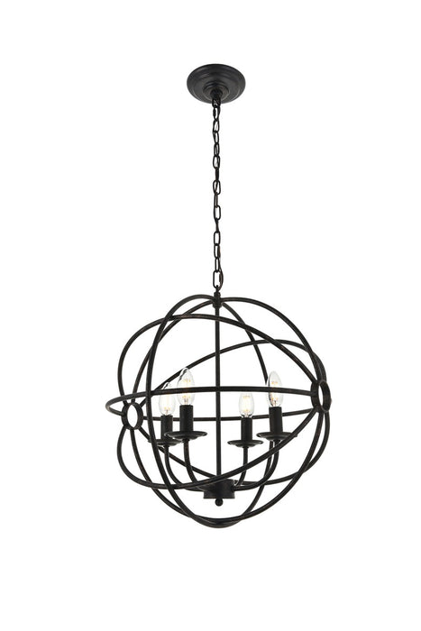 Elegant Lighting LD4006D18DB Four Light Pendant, dark brown