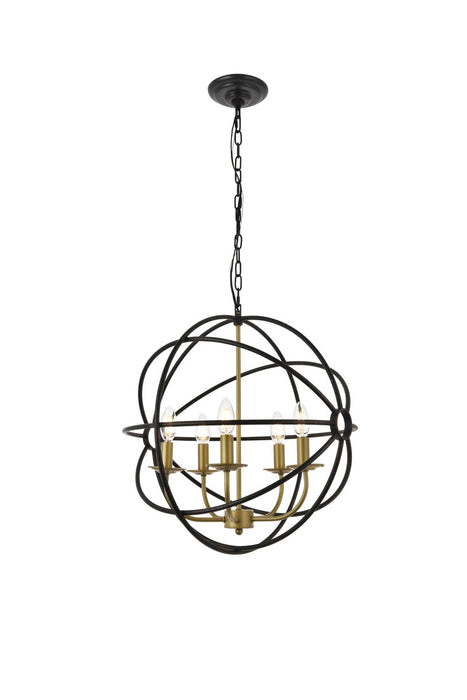 Elegant Lighting LD4006D20BRD Five Light Pendant, brass