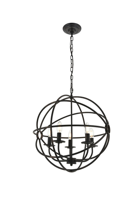 Elegant Lighting LD4006D20DB Five Light Pendant, dark brown