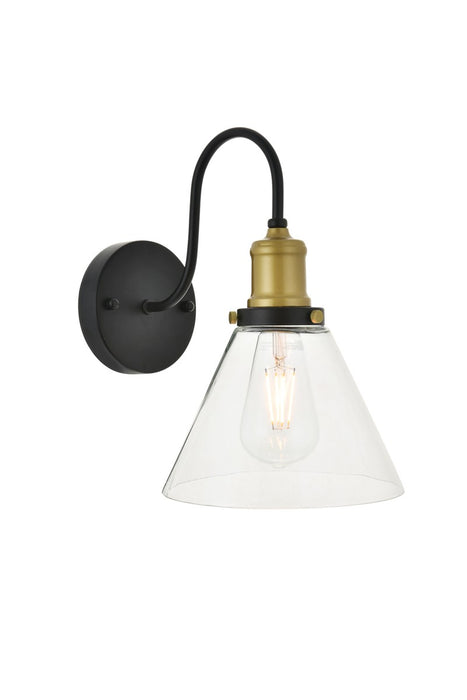 Elegant Lighting LD4017W7BRB One Light Wall Sconce, Brass and Black