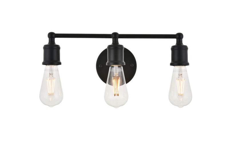 Elegant Lighting LD4028W16BK Three Light Wall Sconce, black