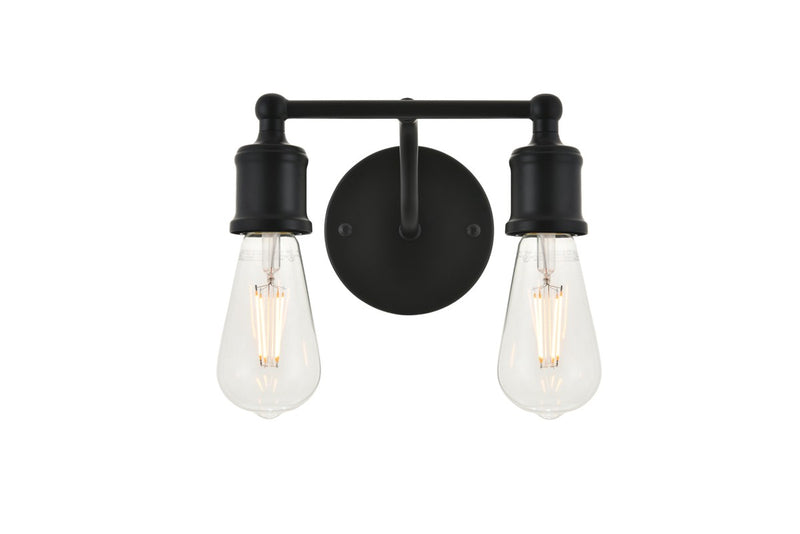 Elegant Lighting LD4028W9BK Two Light Wall Sconce, black