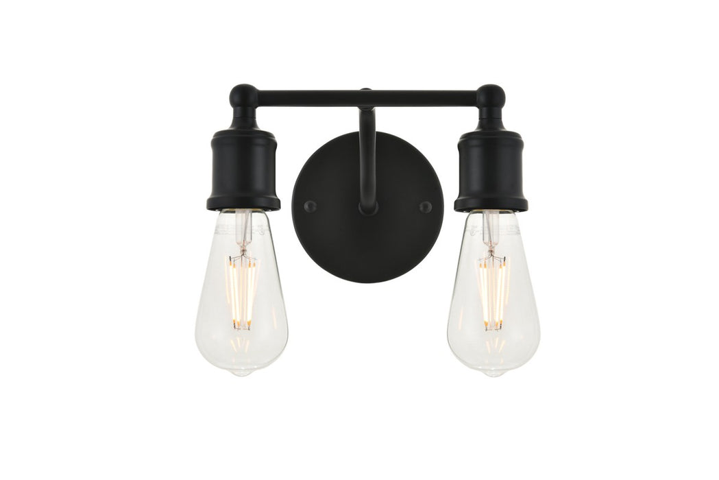 Elegant Lighting LD4028W9BK Two Light Wall Sconce, black