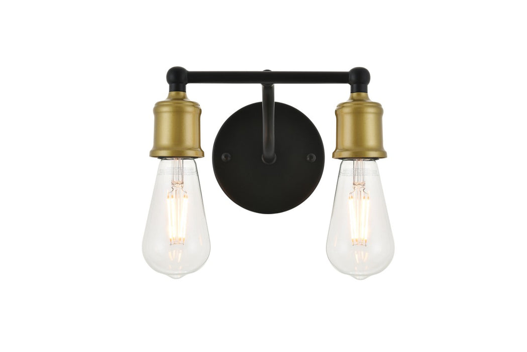 Elegant Lighting LD4028W9BRB Two Light Wall Sconce, brass