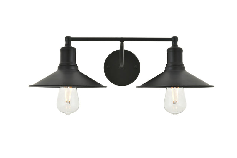 Elegant Lighting LD4033W21BK Two Light Wall Sconce, black