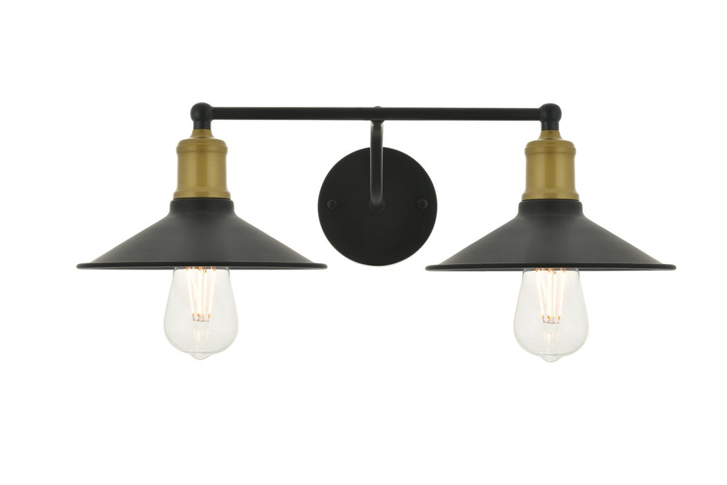 Elegant Lighting LD4033W21BRB Two Light Wall Sconce, brass