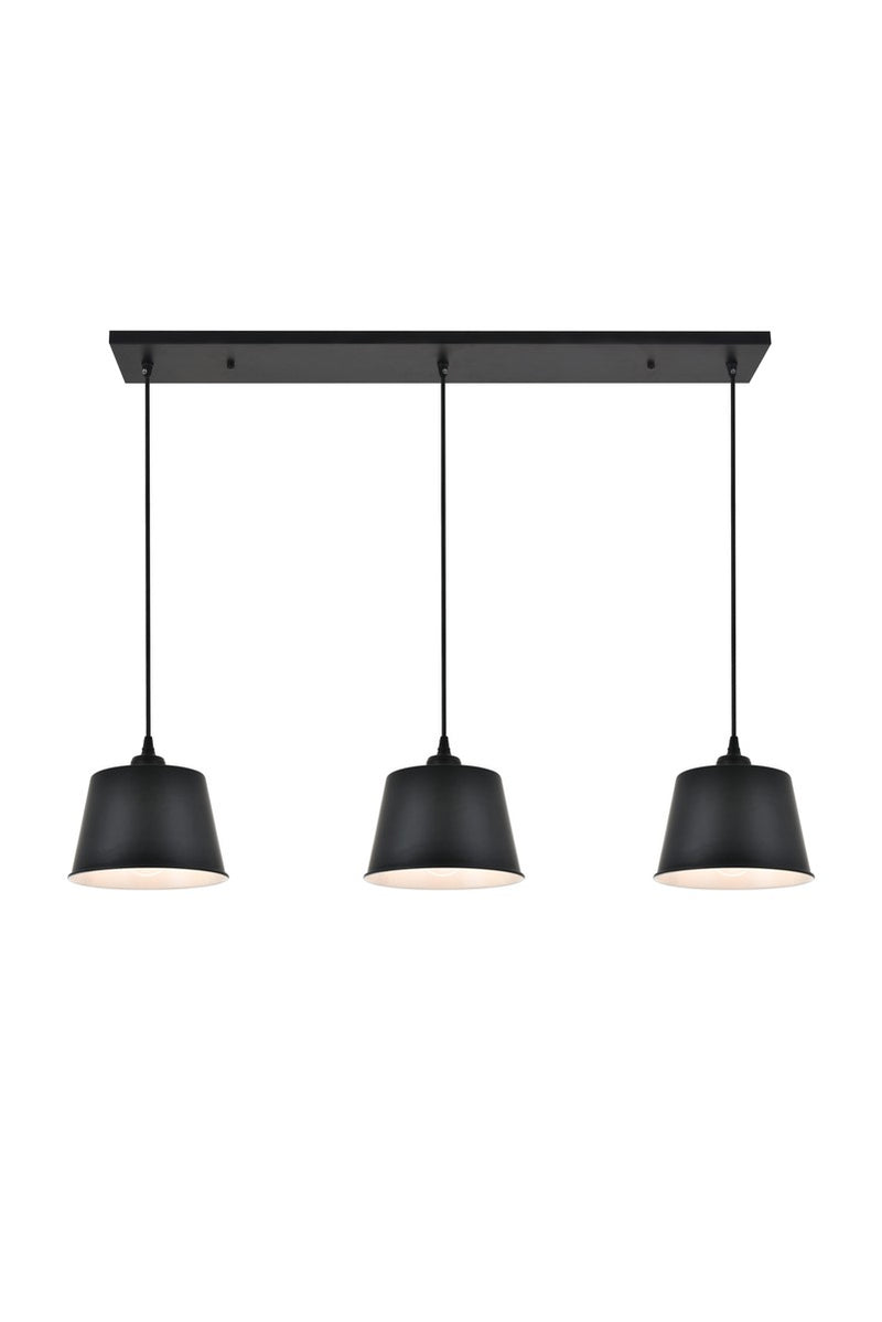 Elegant Lighting LD4057D40BK Three Light Pendant, black