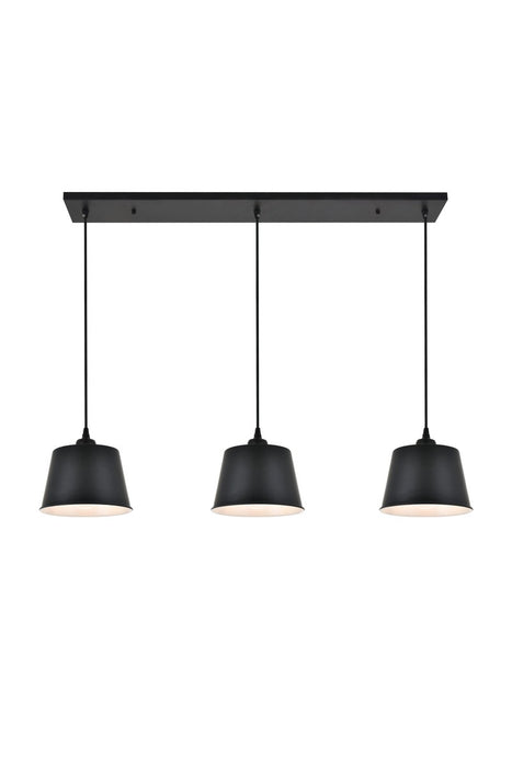 Elegant Lighting LD4057D40BK Three Light Pendant, black