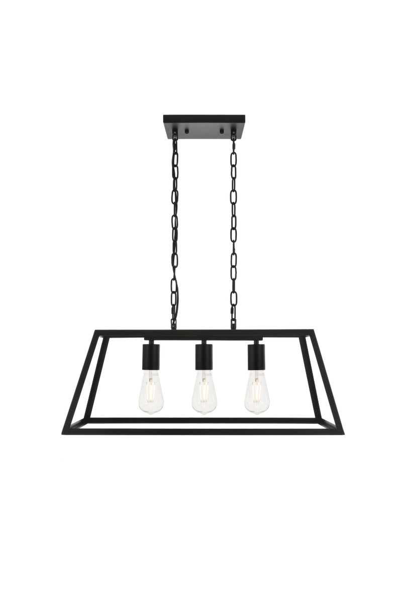 Elegant Lighting LD4061D25BK Three Light Pendant, black