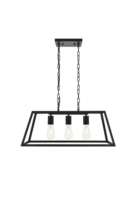 Elegant Lighting LD4061D25BK Three Light Pendant, black