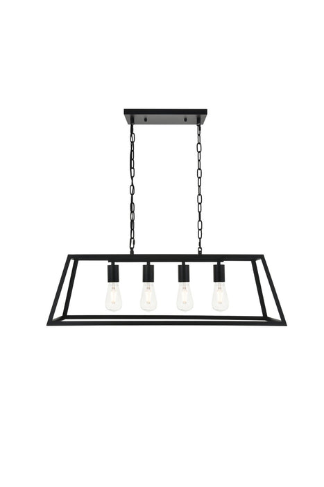 Elegant Lighting LD4061D32BK Four Light Pendant, black