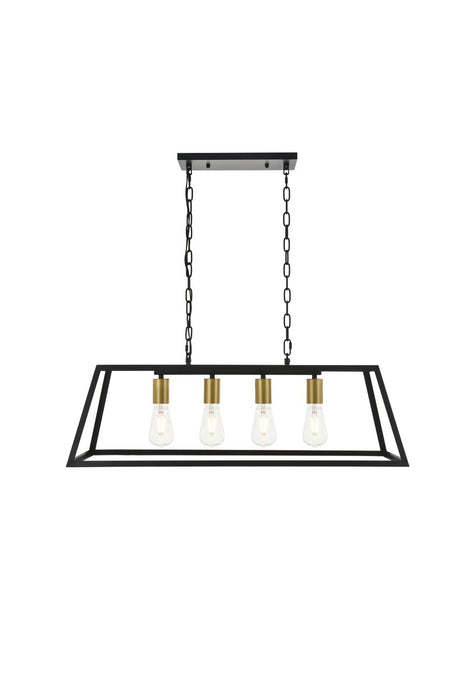 Elegant Lighting LD4061D32BRB Four Light Pendant, brass