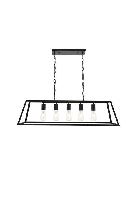 Elegant Lighting LD4061D38BK Five Light Pendant, black