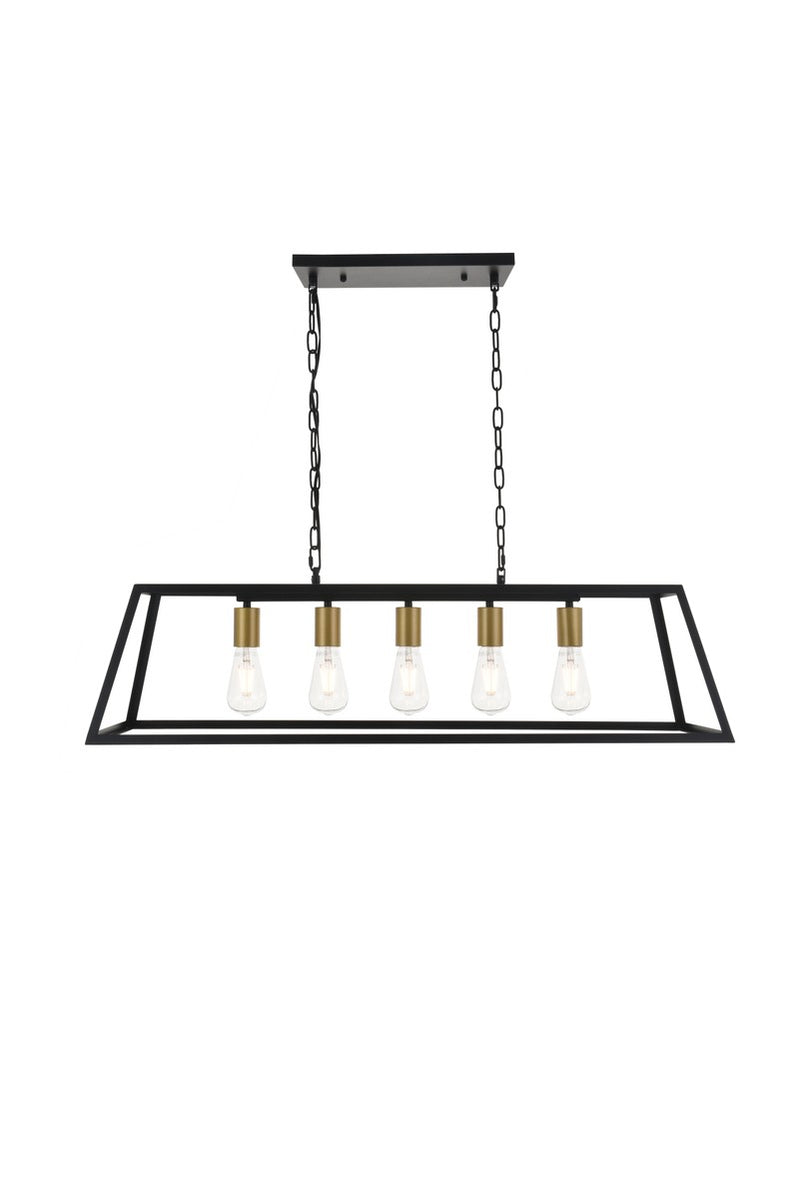Elegant Lighting LD4061D38BRB Five Light Pendant, brass