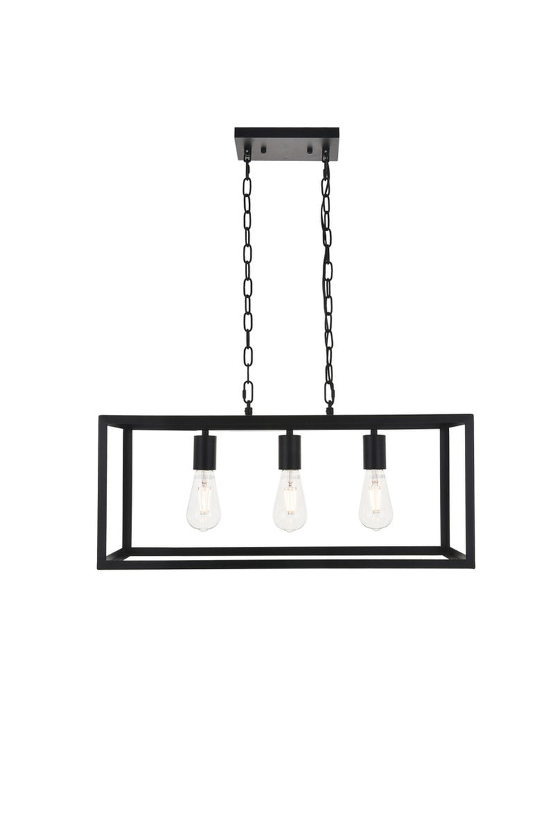 Elegant Lighting LD4063D25BK Three Light Pendant, black