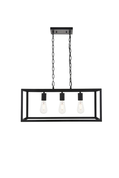 Elegant Lighting LD4063D25BK Three Light Pendant, black