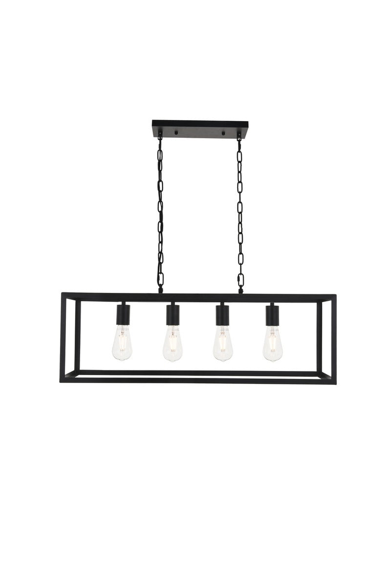 Elegant Lighting LD4063D32BK Four Light Pendant, black