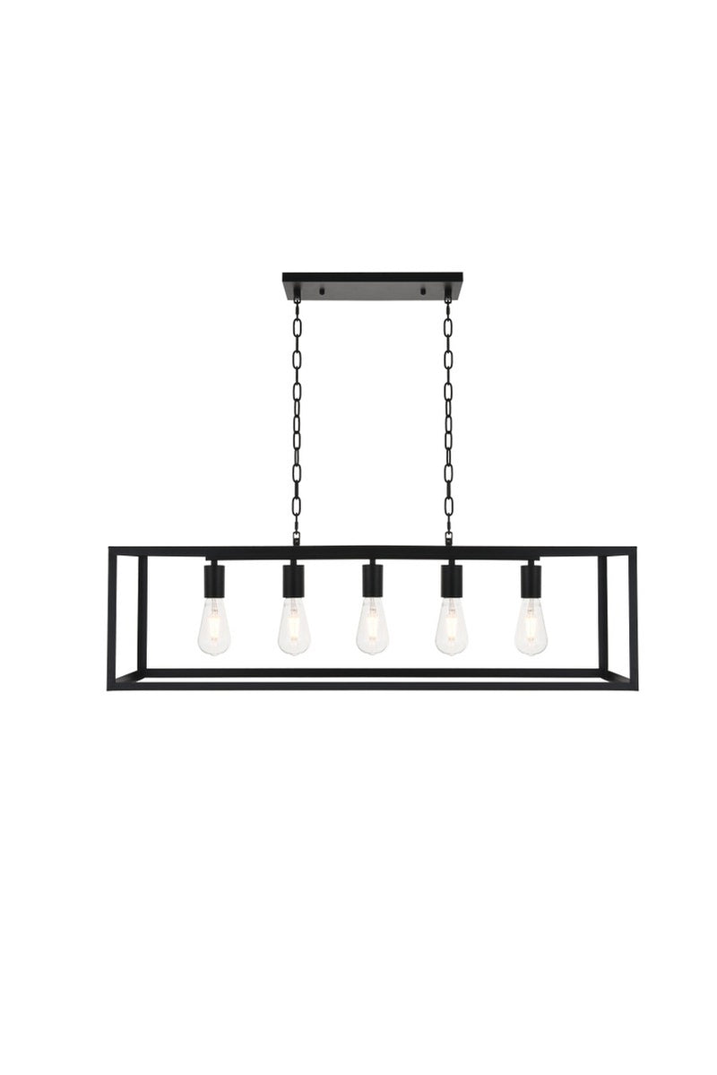 Elegant Lighting LD4063D38BK Five Light Pendant, black