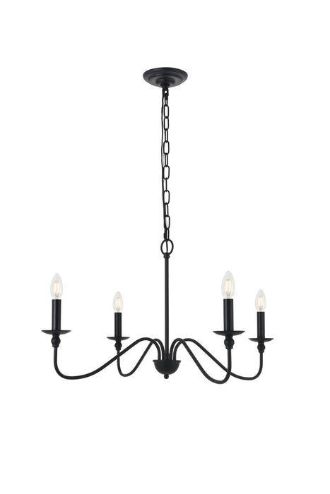 Elegant Lighting LD5006D30MB Four Light Pendant, Matte Black