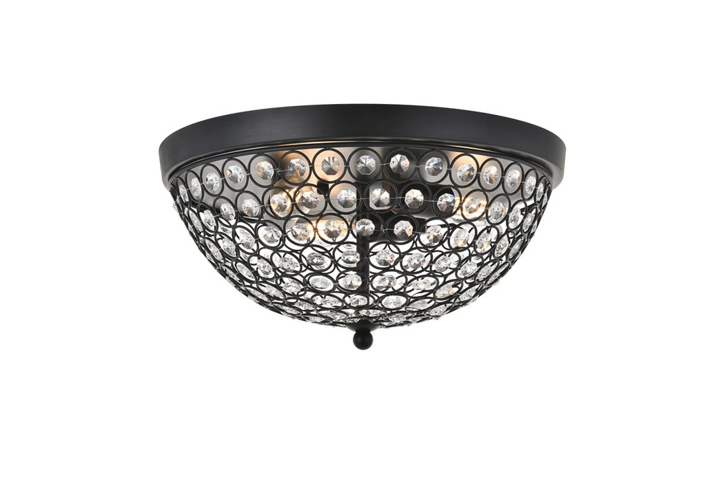 Elegant Lighting LD5012F13MB Three Light Flush Mount, Matte Black