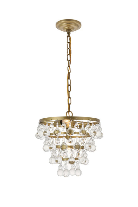 Elegant Lighting LD5016D13BR Three Light Pendant, Brass