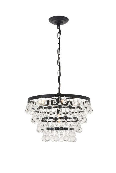 Elegant Lighting LD5016D17BK Five Light Pendant, Black