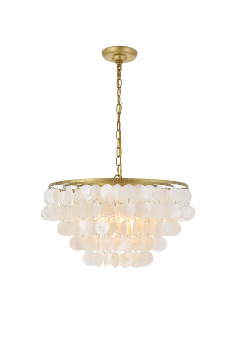 Elegant Lighting LD5050D20BR Four Light Pendant, Brass