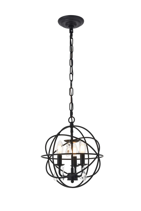 Elegant Lighting LD5055D12MB Three Light Pendant, Matte Black