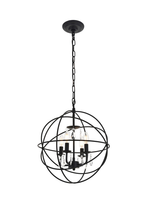 Elegant Lighting LD5055D16MB Four Light Pendant, Matte Black